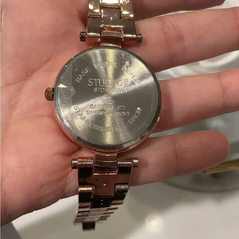 Studio Rose Gold Watch with Crystal Details